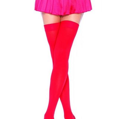 Leg Avenue 6672 Women's Red Nylon Over The Knee Thigh High Stockings - One Size